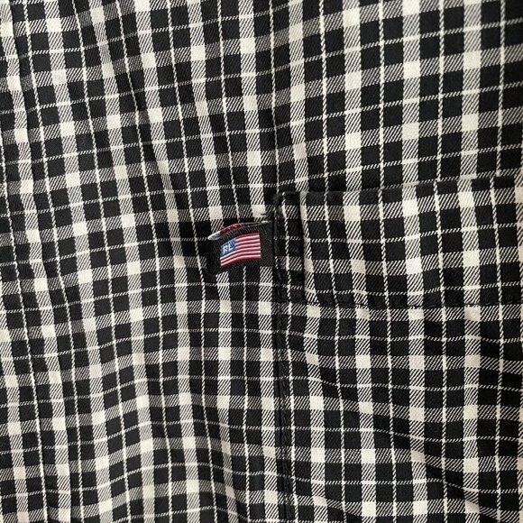 Ralph Lauren Jeans Co Mens SZ XL Black/White Plaid Long Sleeve Button Up Shirt - Picture 5 of 9